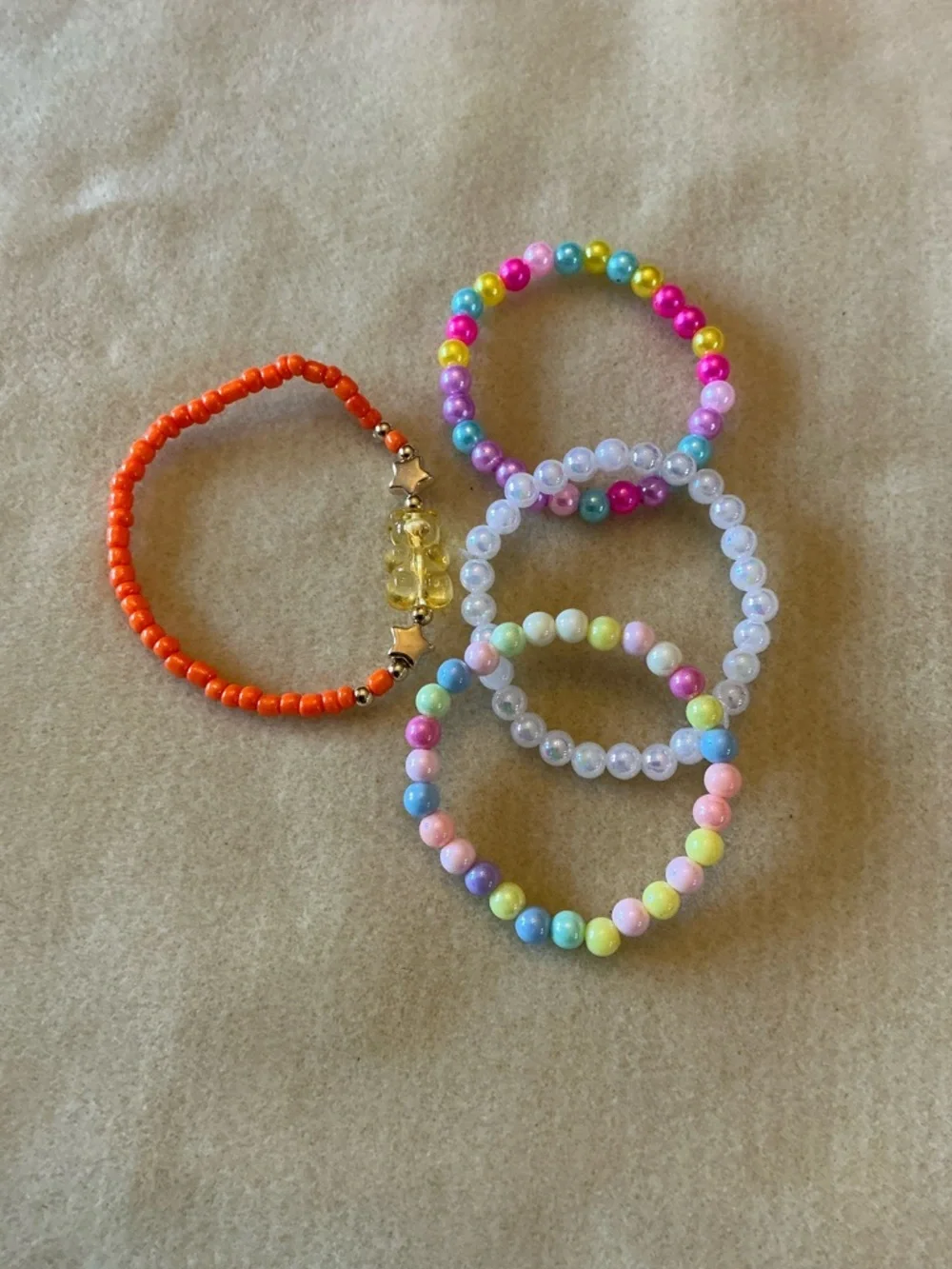Kids Beaded Stretch Bracelet Set, choose your color set!